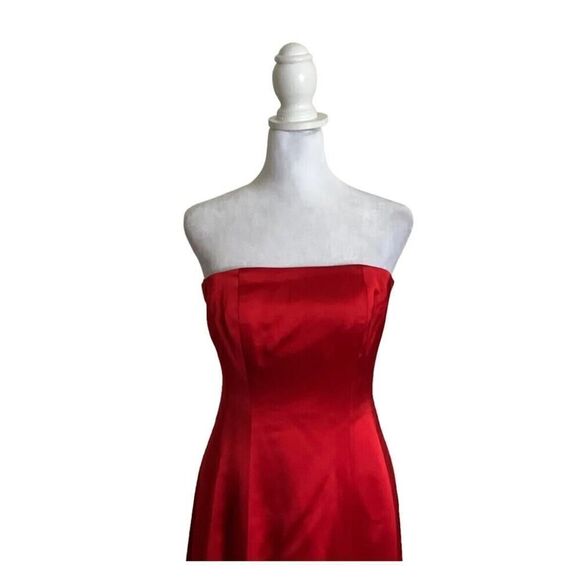 Oscar De La Renta Y2K Designer Maxi Dress Strapless Red Gown Prom Formal US 2 - Picture 3 of 16
